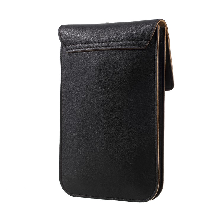 Universal Woman Leather Pouch Case with Shoulder Strap for iPhone 7 Plus/Samsung Galaxy S8 Plus, Size: 172 x 105mm - Black-4