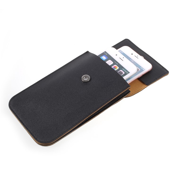 Universal Woman Leather Pouch Case with Shoulder Strap for iPhone 7 Plus/Samsung Galaxy S8 Plus, Size: 172 x 105mm - Black-5