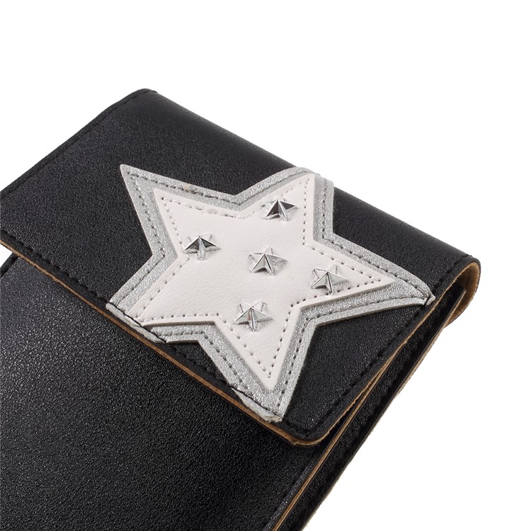 Universal Woman Leather Pouch Case with Shoulder Strap for iPhone 7 Plus/Samsung Galaxy S8 Plus, Size: 172 x 105mm - Black-8
