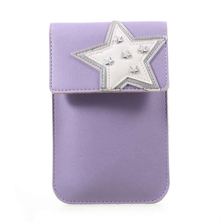 Universal Woman Leather Pouch Case with Detachable Strap for iPhone 7 Plus/Samsung Galaxy S8 Plus, Size: 172 x 105mm - Purple-1