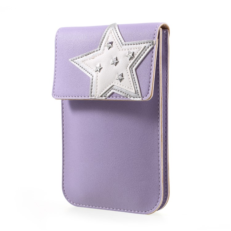 Universal Woman Leather Pouch Case with Detachable Strap for iPhone 7 Plus/Samsung Galaxy S8 Plus, Size: 172 x 105mm - Purple-2