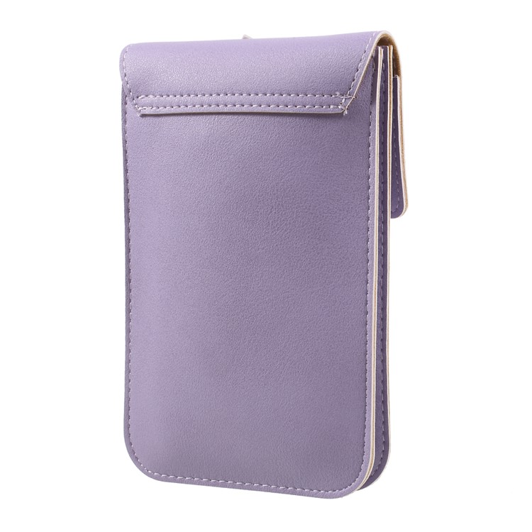 Universal Woman Leather Pouch Case with Detachable Strap for iPhone 7 Plus/Samsung Galaxy S8 Plus, Size: 172 x 105mm - Purple-3
