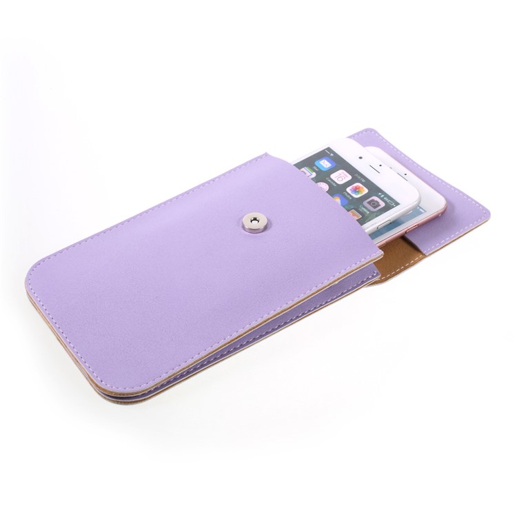 Universal Woman Leather Pouch Case with Detachable Strap for iPhone 7 Plus/Samsung Galaxy S8 Plus, Size: 172 x 105mm - Purple-4