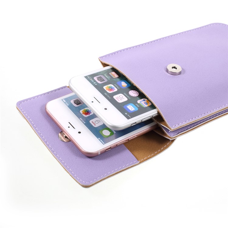 Universal Woman Leather Pouch Case with Detachable Strap for iPhone 7 Plus/Samsung Galaxy S8 Plus, Size: 172 x 105mm - Purple-6