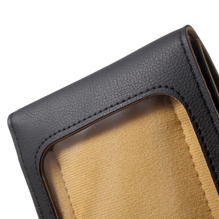 Universal Leather Pouch with Shoulder Strap for iPhone 7 Plus / Huawei P10, Size: 19 x 12cm - Black-11
