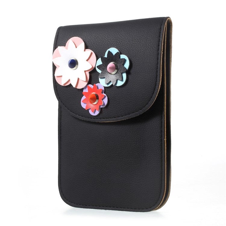 Universal Leather Pouch with Shoulder Strap for iPhone 7 Plus / Huawei P10, Size: 19 x 12cm - Black-6