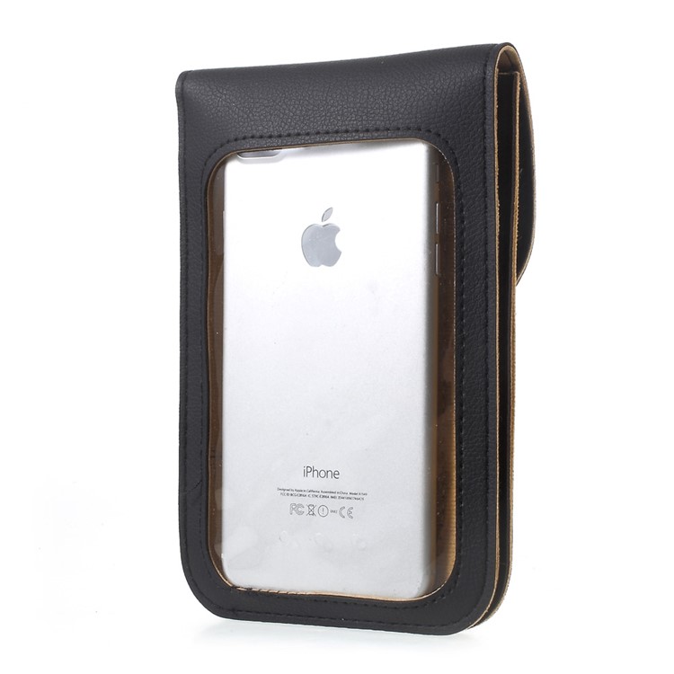 Universal Leather Pouch with Shoulder Strap for iPhone 7 Plus / Huawei P10, Size: 19 x 12cm - Black-7