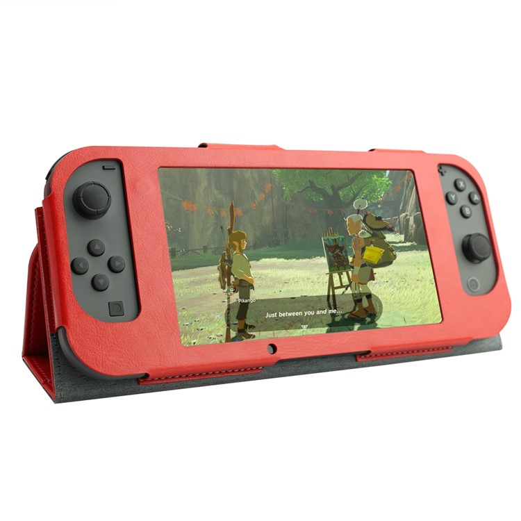 

Сумасшедшая Лошадь Кожаный PU Стенд Чехол Для Nintendo Переключатель - красный