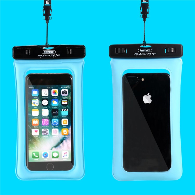 REMAX Universal Neck Strap 20M Waterproof Bag Diving Pouch for iPhone Huawei Samsung Etc - Blue-2