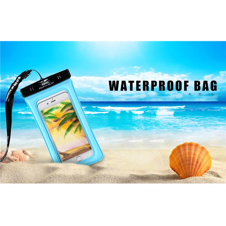 REMAX Universal Neck Strap 20M Waterproof Bag Diving Pouch for iPhone Huawei Samsung Etc - Blue-4