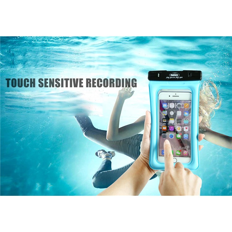 REMAX Universal Neck Strap 20M Waterproof Bag Diving Pouch for iPhone Huawei Samsung Etc - Blue-6