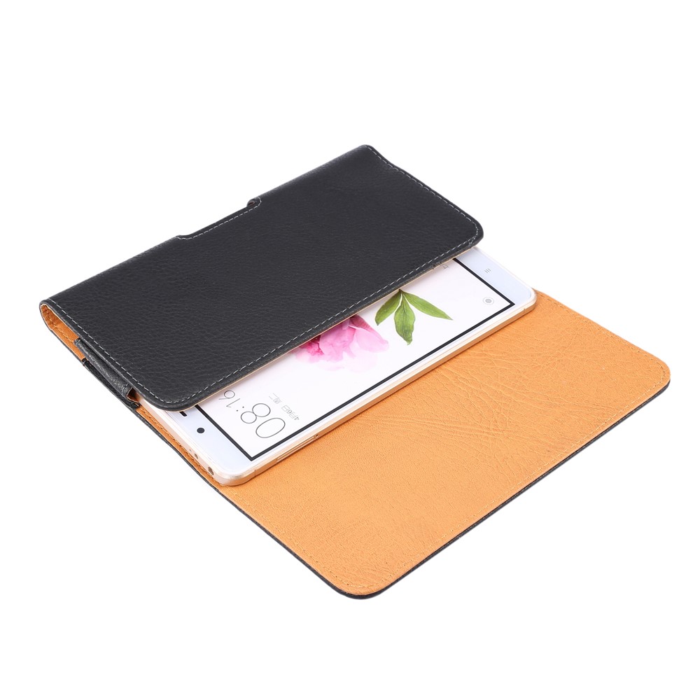 Litchi Texture PU Leather Hidden Magnetic Flip Waistband Holster for Xiaomi Mi Max Etc, Holster outer dimension: 180 x 95 x 18mm - Black-3