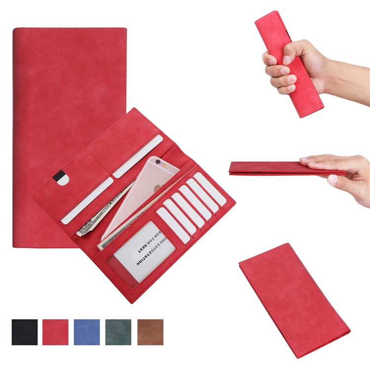Universal PU Leather Pouch Wallet for iPhone 8 Plus/7 Plus, Huawei P10 Plus, Inner Size: 18.5 x 8cm - Red-1