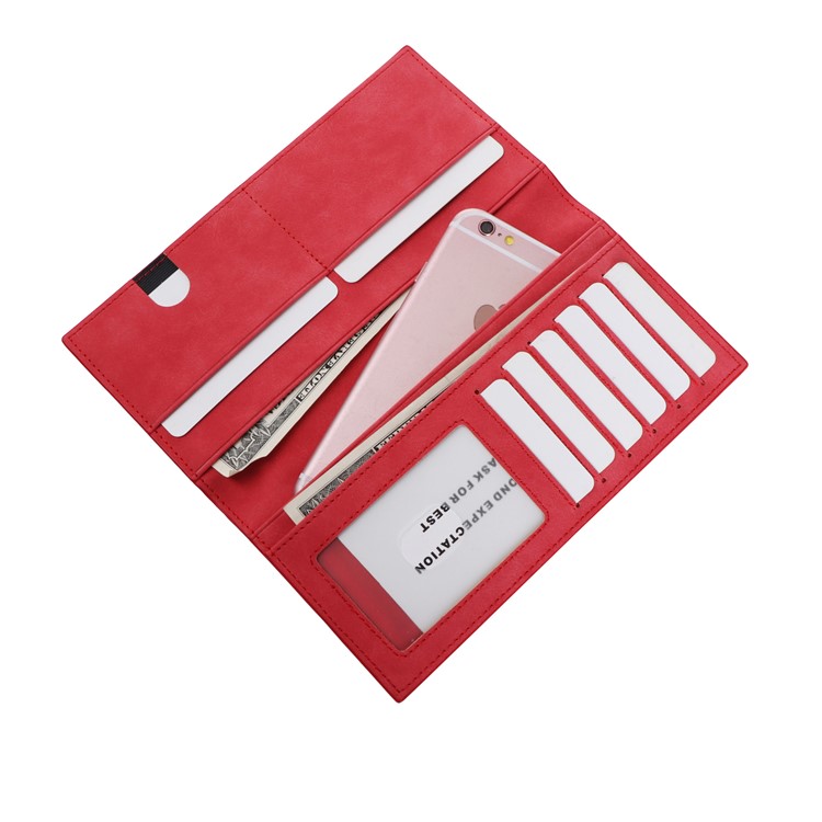 Universal PU Leather Pouch Wallet for iPhone 8 Plus/7 Plus, Huawei P10 Plus, Inner Size: 18.5 x 8cm - Red-4