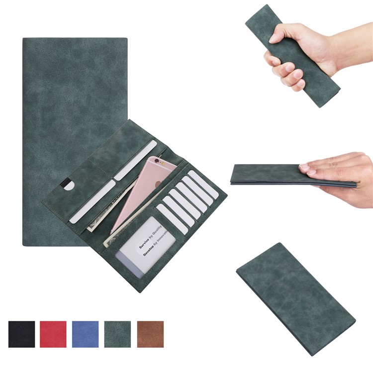 Universal Bifold Wallet PU Leather Pouch for iPhone 8 Plus/7 Plus, Huawei P10 Plus, Inner Size: 18.5 x 8cm - Green-1