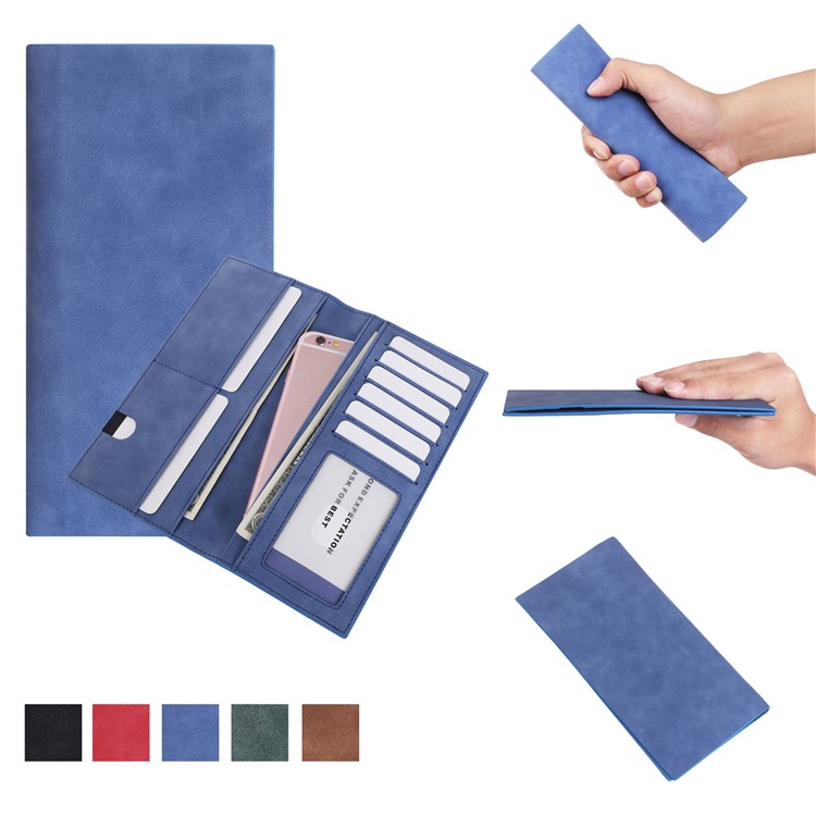 Universal PU Leather Pouch Wallet Cover for iPhone 8 Plus/7 Plus, Huawei P10 Plus, Inner Size: 18.5 x 8cm - Blue-1