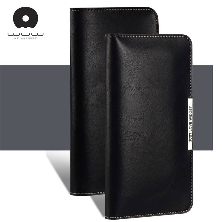 WUW P18 Light Luxury All-match Wallet Leather Pouch for iPhone 7 Plus / Samsung S8 Etc, Size: 165 x 8mm - Black-1
