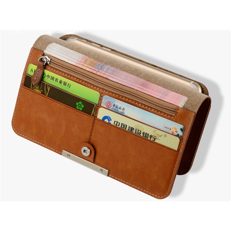 WUW P18 Light Luxury All-match Leather Wallet Case for iPhone 7 Plus / Samsung S8 Etc, Size: 165 x 8mm - Brown-11