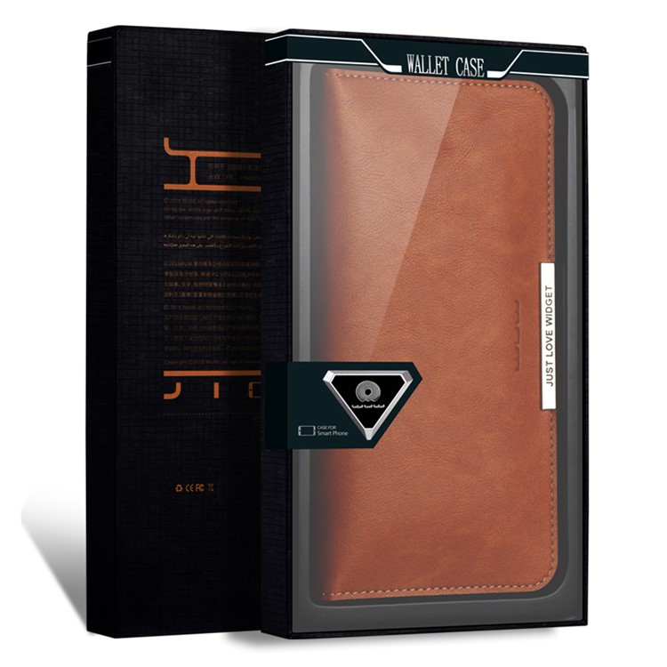 WUW P18 Light Luxury All-match Leather Wallet Case for iPhone 7 Plus / Samsung S8 Etc, Size: 165 x 8mm - Brown-16