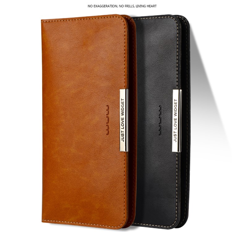 WUW P18 Light Luxury All-match Leather Wallet Case for iPhone 7 Plus / Samsung S8 Etc, Size: 165 x 8mm - Brown-3