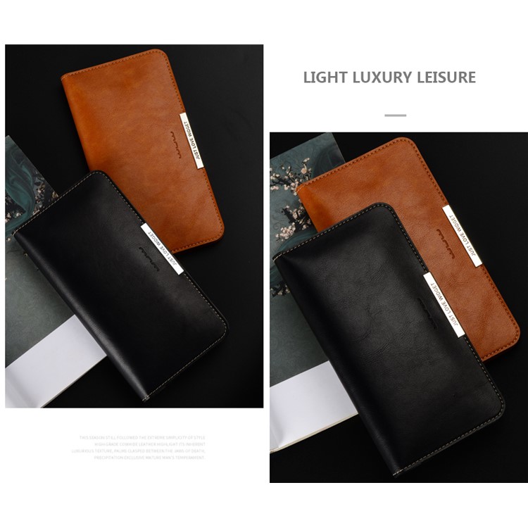WUW P18 Light Luxury All-match Leather Wallet Case for iPhone 7 Plus / Samsung S8 Etc, Size: 165 x 8mm - Brown-4