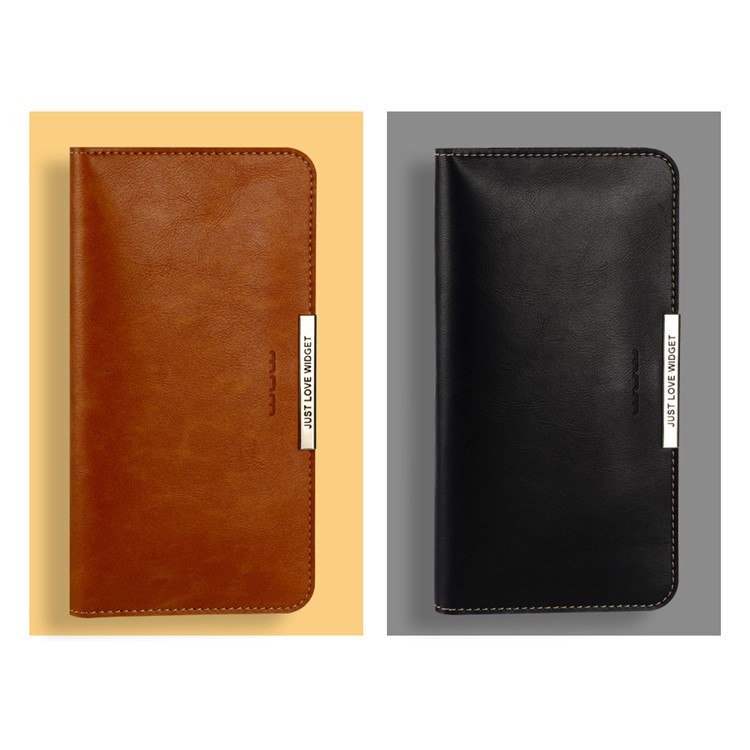 WUW P18 Light Luxury All-match Leather Wallet Case for iPhone 7 Plus / Samsung S8 Etc, Size: 165 x 8mm - Brown-5