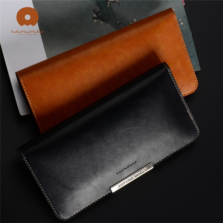 WUW P18 Light Luxury All-match Leather Wallet Case for iPhone 7 Plus / Samsung S8 Etc, Size: 165 x 8mm - Brown-7