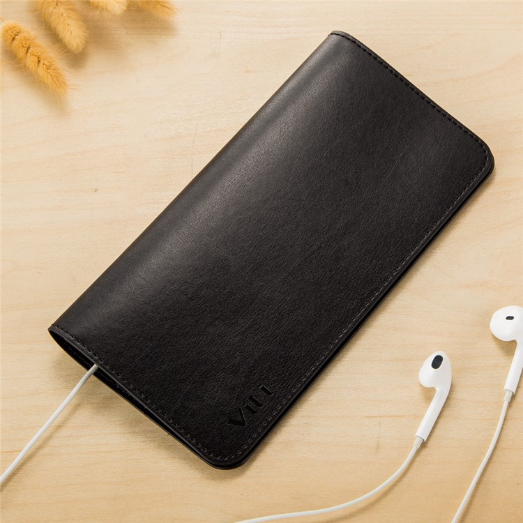 VILI Universal Wallet Purse Leather Cover for iPhone 7 Plus / Samsung Galaxy S8 Etc - Black-1