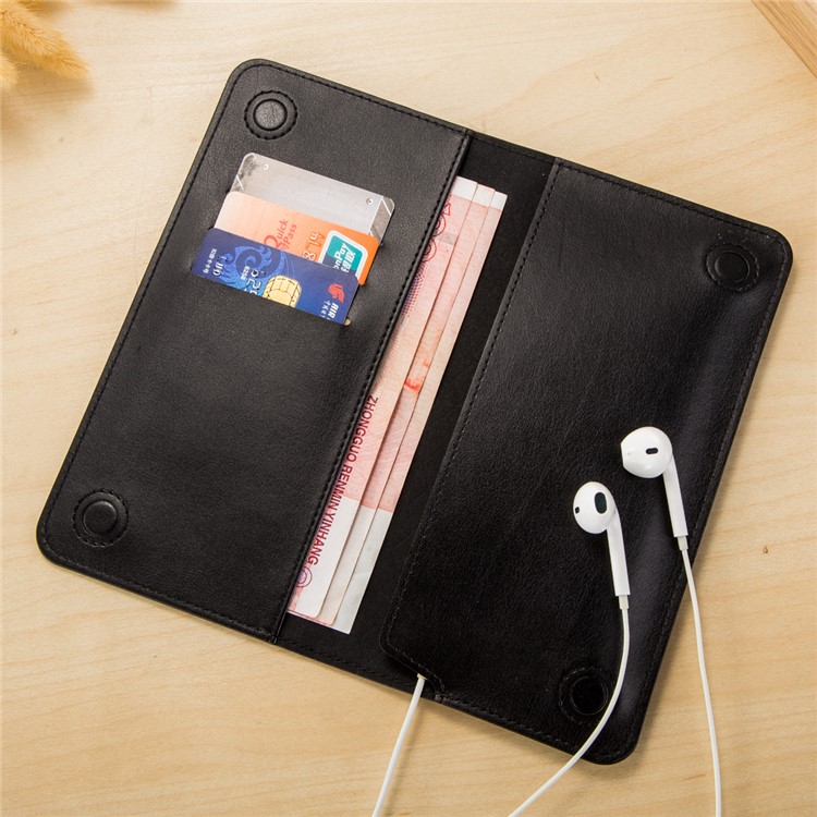 VILI Universal Wallet Purse Leather Cover for iPhone 7 Plus / Samsung Galaxy S8 Etc - Black-2