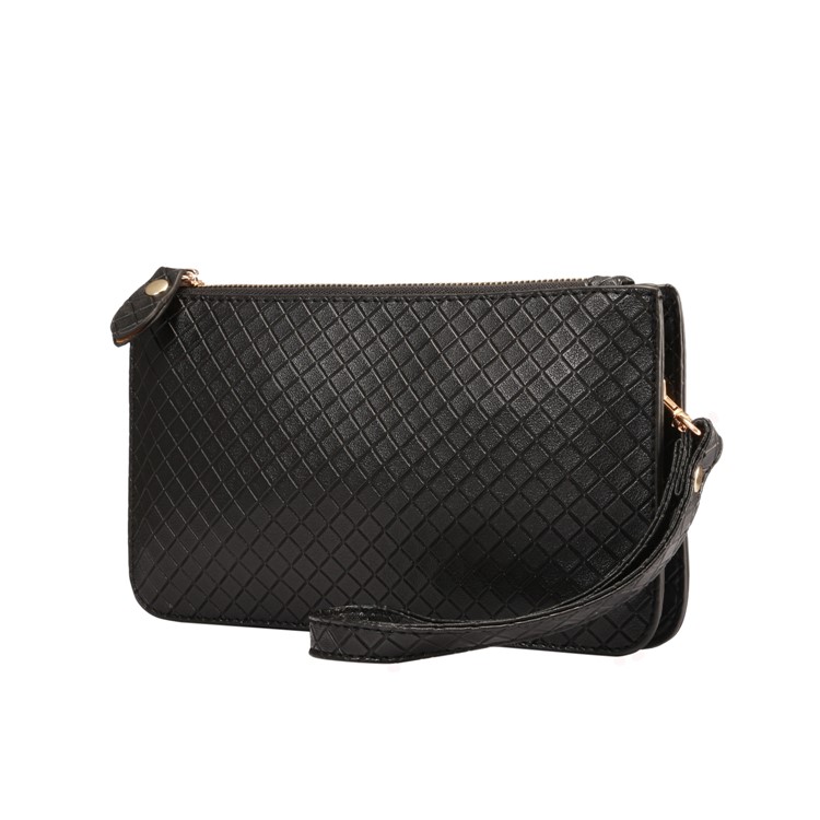 Bolso De Hombro Multifuncional Del Monedero Del Sostenedor Del Teléfono Del Bolso De La Cartera Del Cuero De La Rejilla Para El Iphone X / 8 - Negro-2