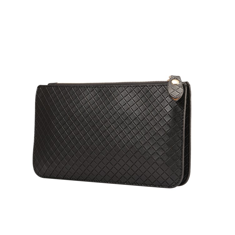 Bolso De Hombro Multifuncional Del Monedero Del Sostenedor Del Teléfono Del Bolso De La Cartera Del Cuero De La Rejilla Para El Iphone X / 8 - Negro-3