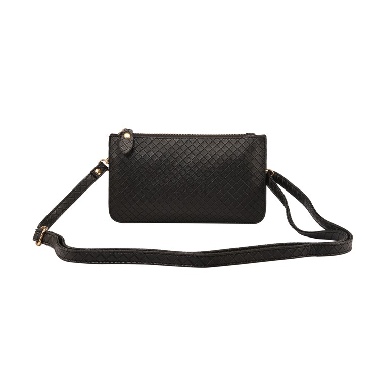 Bolso De Hombro Multifuncional Del Monedero Del Sostenedor Del Teléfono Del Bolso De La Cartera Del Cuero De La Rejilla Para El Iphone X / 8 - Negro-4