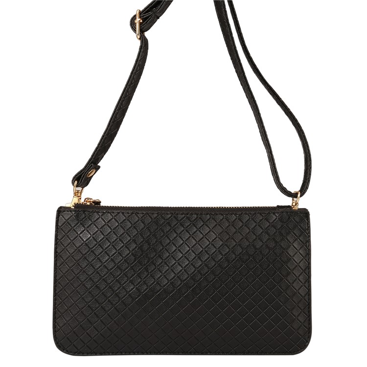 Bolso De Hombro Multifuncional Del Monedero Del Sostenedor Del Teléfono Del Bolso De La Cartera Del Cuero De La Rejilla Para El Iphone X / 8 - Negro-5