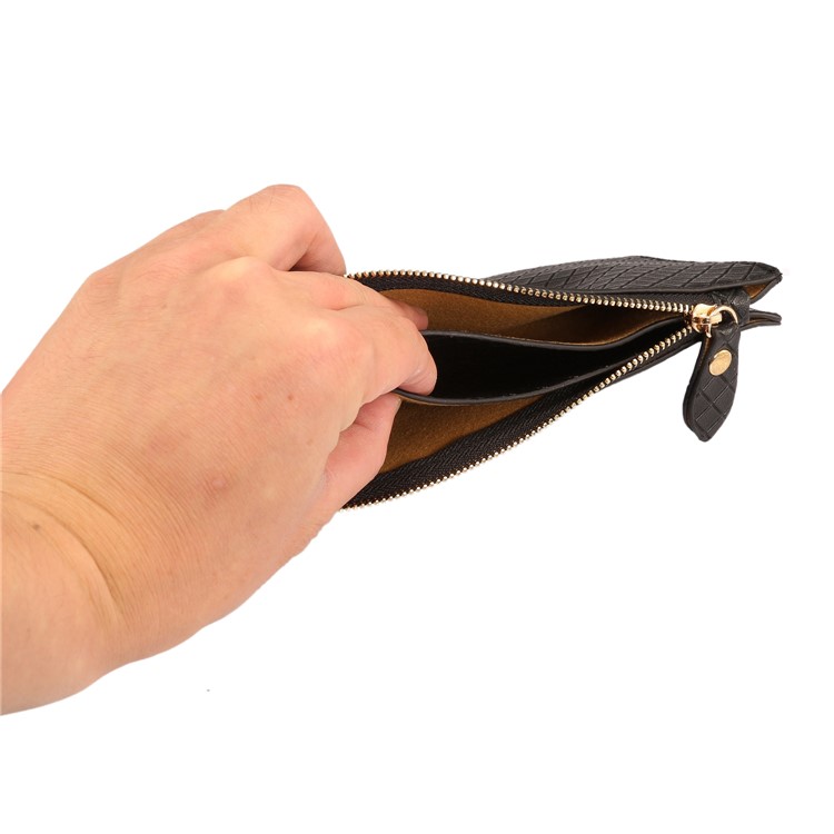 Bolso De Hombro Multifuncional Del Monedero Del Sostenedor Del Teléfono Del Bolso De La Cartera Del Cuero De La Rejilla Para El Iphone X / 8 - Negro-7