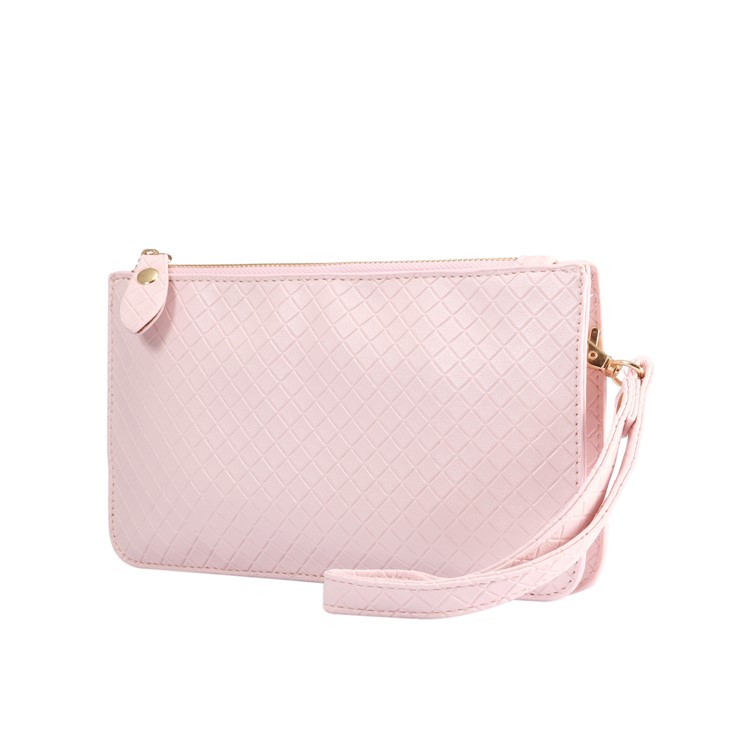 Multi-functional Grid Pattern Single Shoulder Bag PU Leather Handbag Smartphone Pouch Bag for iPhone X/8 - Pink-2