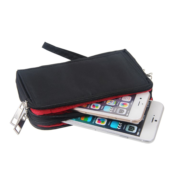 Saco Universal Da Bolsa De Pano Com Correia Acessível Para Iphone 6s Mais / Samsung Galaxy S7 Edge Etc, Tamanho: 15.5 X 9 X 1cm - Preto-4