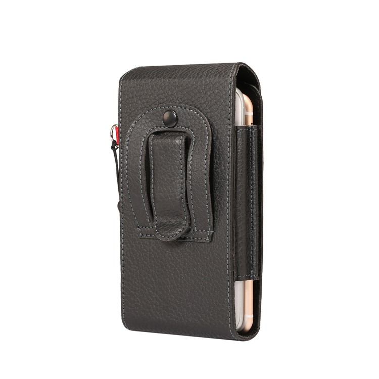 Kartensteckplätze Lychee Vertikale Flip Ledertasche Gürtelclipholster Für Iphone X 8 7 / Samsung S9 S8, Größe: 15x7.5x3.5cm - Schwarz-2