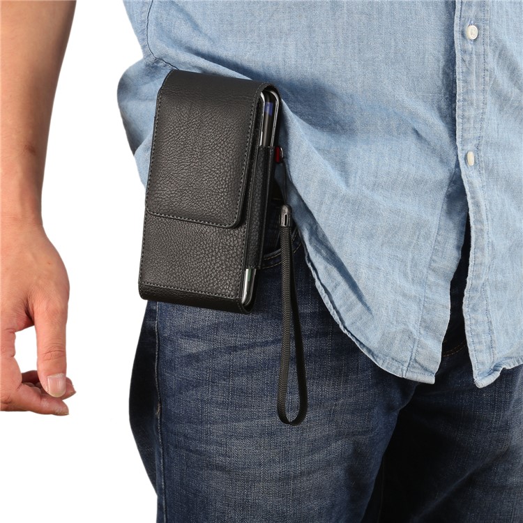 Kartensteckplätze Litschi Vertikal Flip Lederholster Fall Für Das IPhone 8 / LG G5, Größe: 15.5x8x3.5cm - Schwarz-10