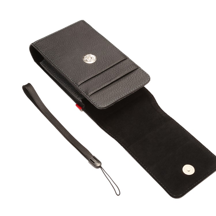 Kartensteckplätze Litschi Vertikal Flip Lederholster Fall Für Das IPhone 8 / LG G5, Größe: 15.5x8x3.5cm - Schwarz-6