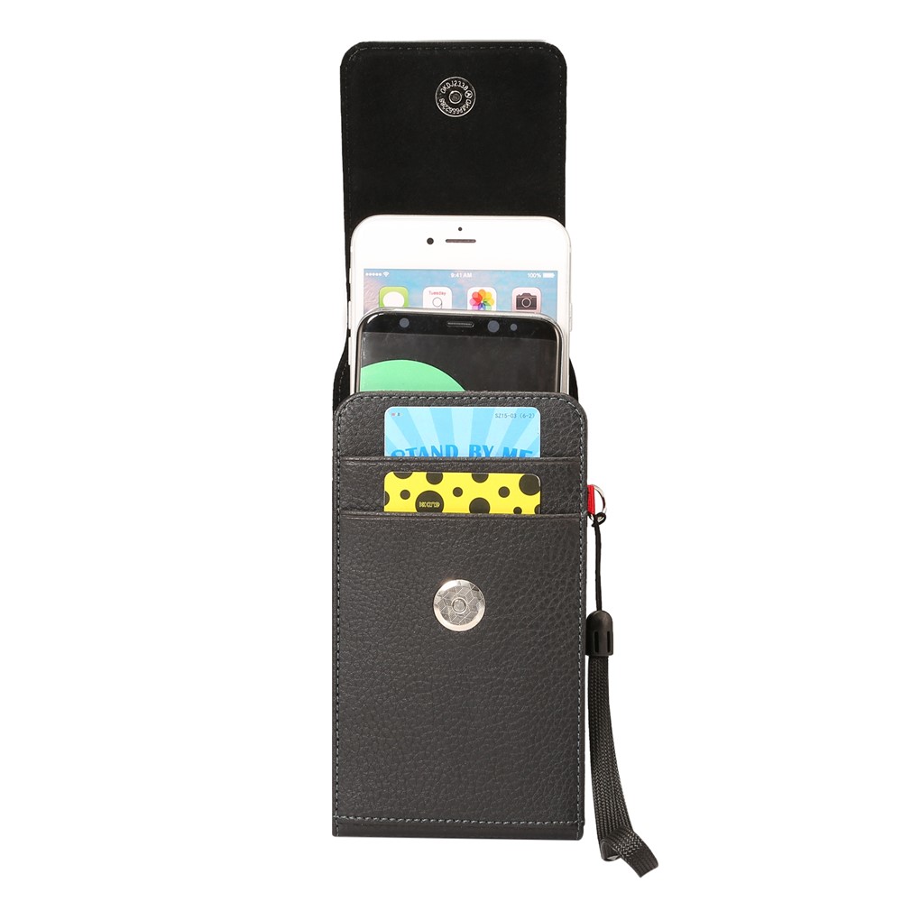 Lychee Funda De Cuero Vertical Con 2 Ranuras Para Tarjetas Para El IPhone 8 Plus / Samsung S9 + S8, Tamaño: 16x8.5x3.5cm - Negro-3