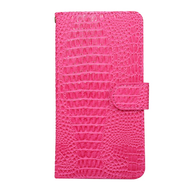 Crocodile Texture Universal Wallet Leather Phone Cover with Full Degree Rotary Clip for iPhone 8 Plus Size: 16.3 x 8.3 x 1.8cm - Rose-1