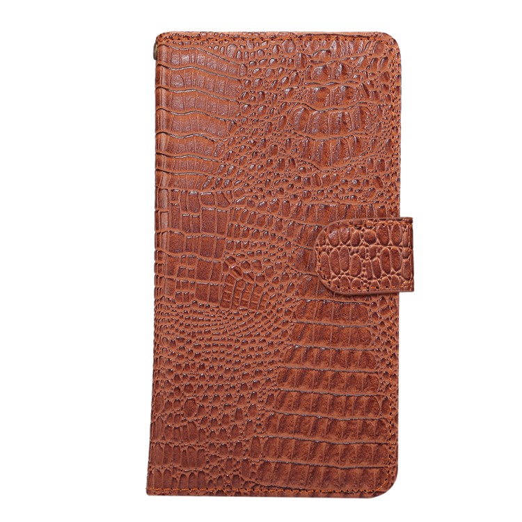 Crocodile Texture Universal Wallet Leather Case Shell with Full Degree Rotary Clip for iPhone 8 Plus Size: 16.3 x 8.3 x 1.8cm - Brown-1