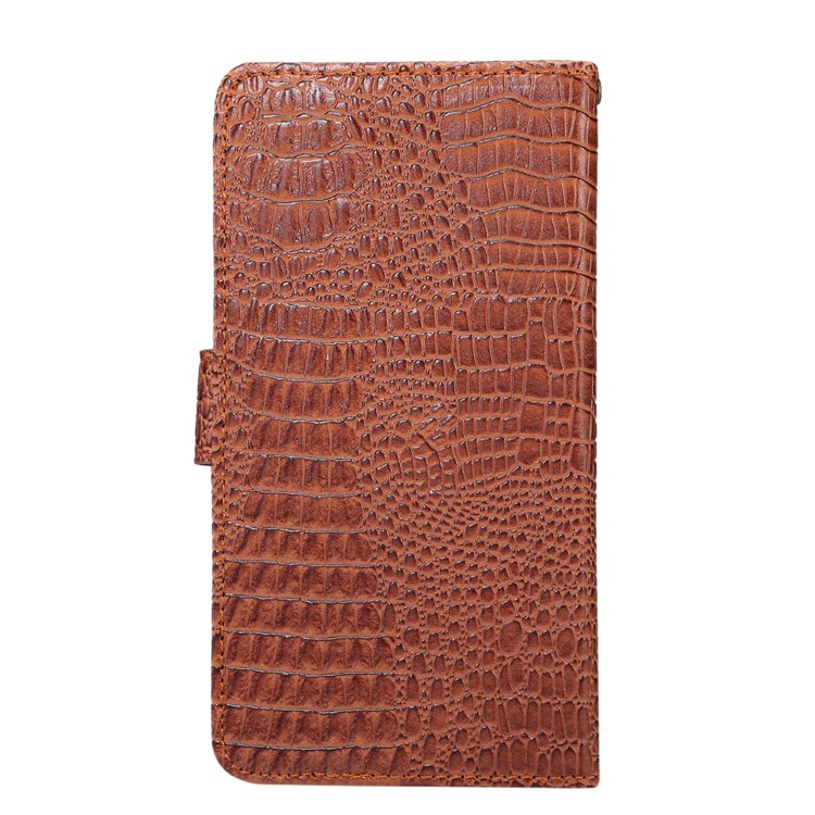 Crocodile Texture Universal Wallet Leather Case Shell with Full Degree Rotary Clip for iPhone 8 Plus Size: 16.3 x 8.3 x 1.8cm - Brown-2