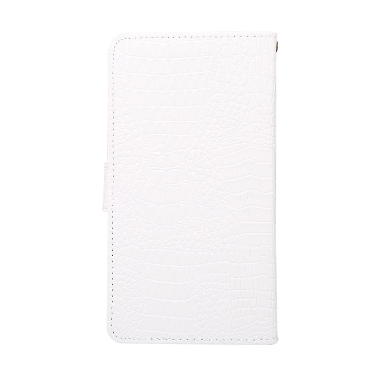 Universal Extendable Clip Crocodile Texture Leather Wallet Cover for Samsung Galaxy S9 S8 Etc, Size: 15.7 x 8 x 1.8cm - White-2