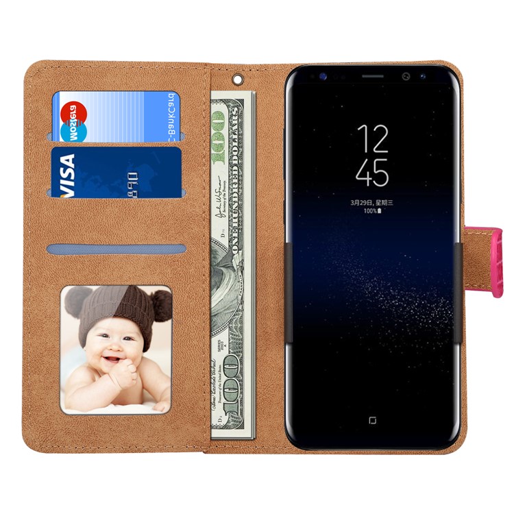 Universal Extending Clip Crocodile Texture Wallet Leather Shell for Samsung Galaxy S9 S8 Etc, Size: 15.7 x 8 x 1.8cm - Rose-3