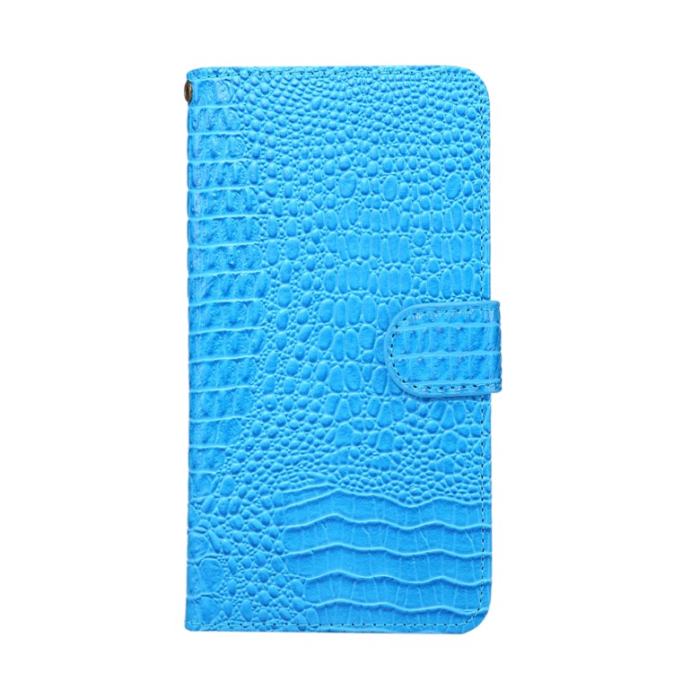Caja Universal Estirable Del Teléfono Del Cuero De La Carpeta De La Textura Del Cocodrilo Del Clip Para La Galaxia S9 S8 De Samsung, Etc, Tamaño: 15.7 X 8 Los X 1.8cm - Azul-1