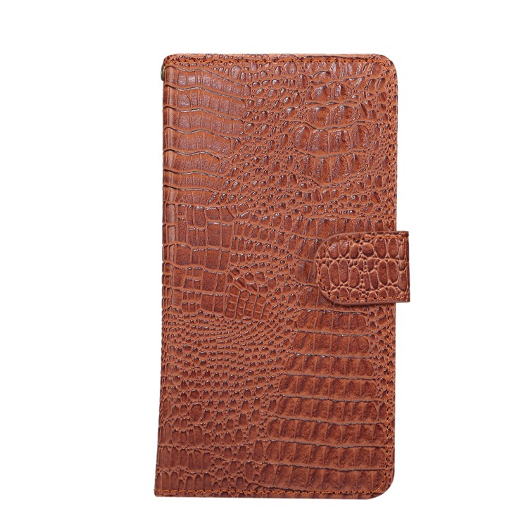 Universal Stretchable Clip Mount Crocodile Texture Wallet Leather Case for Samsung Galaxy S9 S8 Etc, Size: 15.7 x 8 x 1.8cm - Brown-1