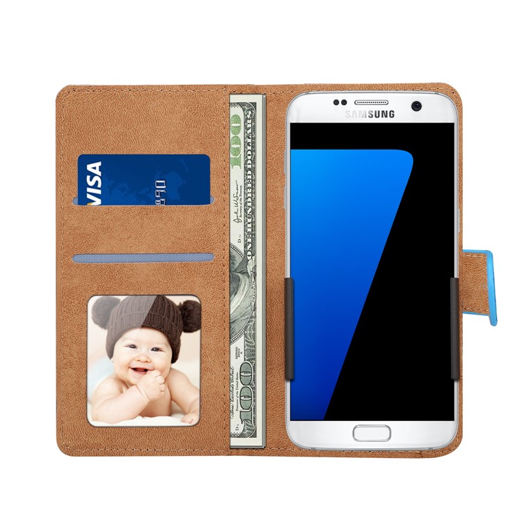 Crocodile Texture Universal Wallet Leather Folio Case with 360 Degree Rotary Clip for iPhone X / Samsung S7, Size: 7.5x14.5x1.8cm - Blue-3