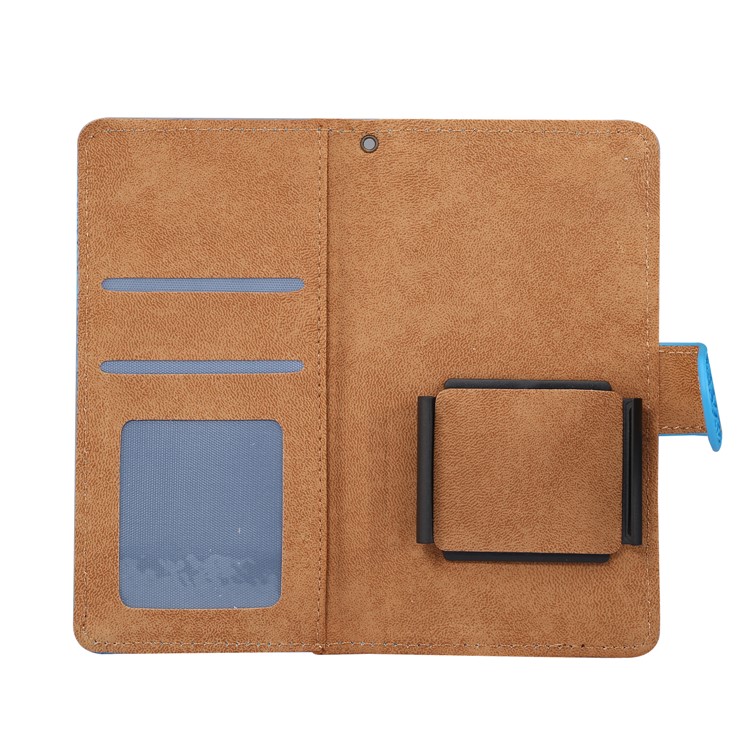 Crocodile Texture Universal Wallet Leather Folio Case with 360 Degree Rotary Clip for iPhone X / Samsung S7, Size: 7.5x14.5x1.8cm - Blue-4