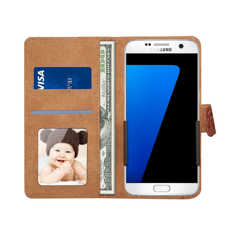 Crocodile Texture Universal Wallet Leather Phone Casing with 360 Degree Rotary Clip for iPhone X / Samsung S7, Size: 7.5x14.5x1.8cm - Brown-3
